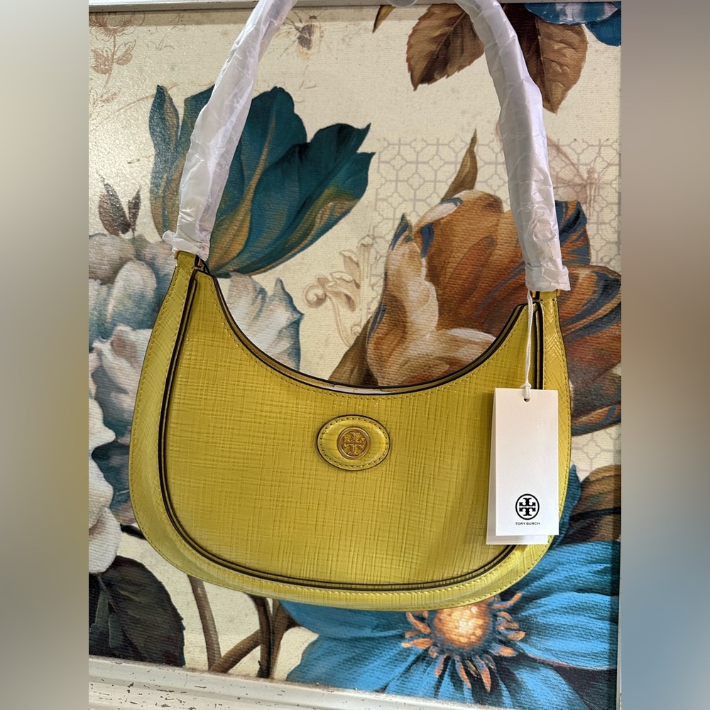 Tory Burch ROBINSON CROSSHATCHED CONVERTIBLE CRESCENT BAG